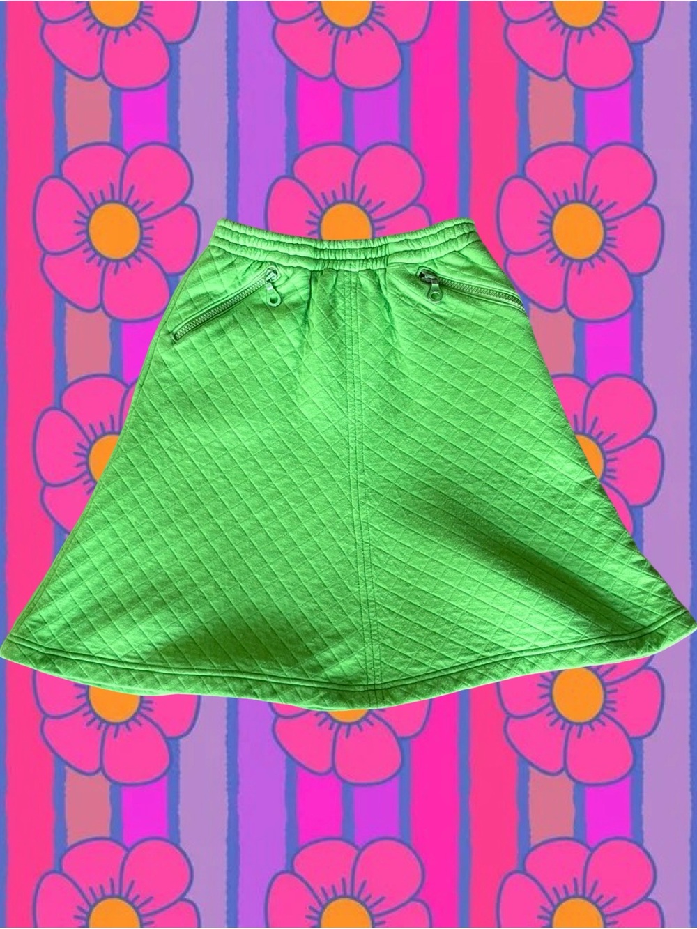 90s Jean Paul Gaultier Green Quilted Mini Skirt